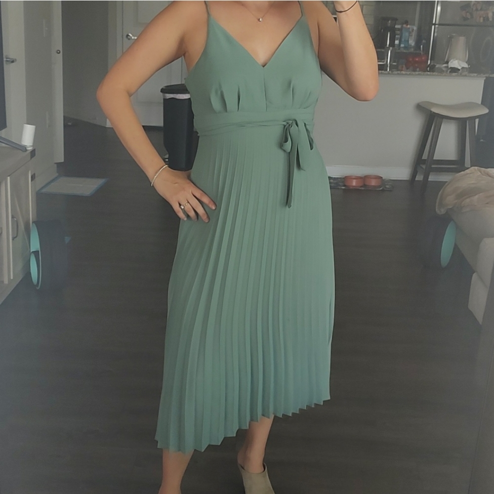 Pleated green dress